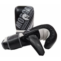 MORGAN AVENTUS LEATHER CURVED BAG MITTS [Small Black/White]