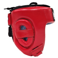 MORGAN PLATINUM OPEN FACE LEATHER  HEAD GUARD [Large  Red]