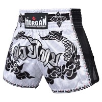 MORGAN WHITE DRAGON MUAY THAI SHORTS [Medium]