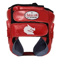 MORGAN PLATINUM OPEN FACE LEATHER  HEAD GUARD [Large  Red]