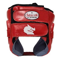 MORGAN PLATINUM OPEN FACE LEATHER  HEAD GUARD [Medium Red]